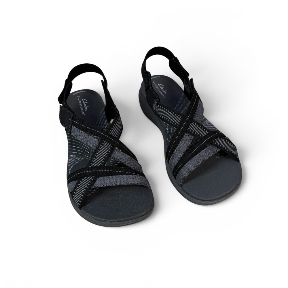 Clarks Cloudsteppers Mira Ivy Black Strappy Comfort Sandals Womens 8 M 26171421